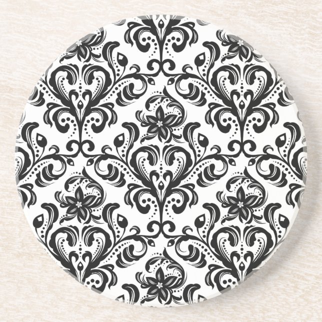 Blumendamasttapete Sandstein Untersetzer (Vorne)