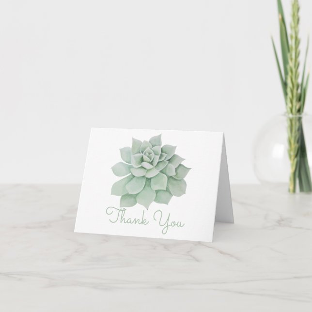 Blumendanken Mint grünes, sukkuläres Wasser Dankeskarte (Vorderseite)