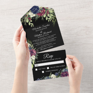 Blumendark & Moody-Hochzeit in einem All In One Einladung