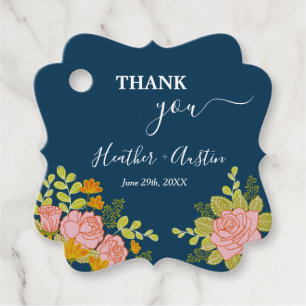 Blumendark Navy Blue Wedding Botanic Geschenkanhänger