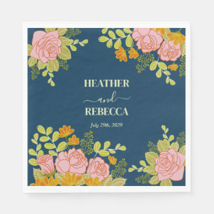 Blumendark Navy Blue Wedding Botanic Serviette