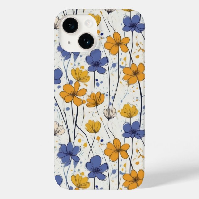 Blumendarstellung, abstrakte Wildblumen, modern Case-Mate iPhone 14 Hülle (Rückseite)