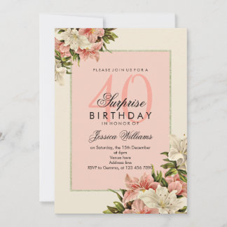 Blumendekoration Feminine Überraschung Geburtstag Einladung