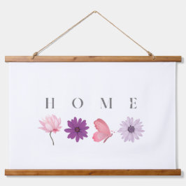 Blumendekoration für Zuhause mit Schmetterlingen Wandteppich Mit Holzrahmen