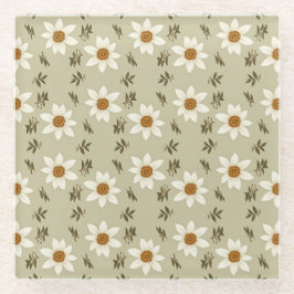 Blumendekoration in Weiß und Beige Glasuntersetzer
