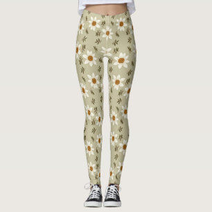 Blumendekoration in Weiß und Beige Leggings