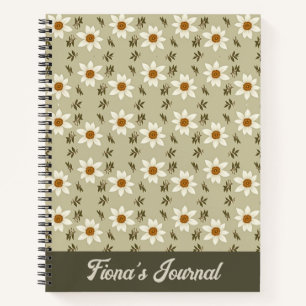 Blumendekoration in Weiß und Beige Notizbuch