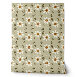 Blumendekoration in Weiß und Beige Tapete