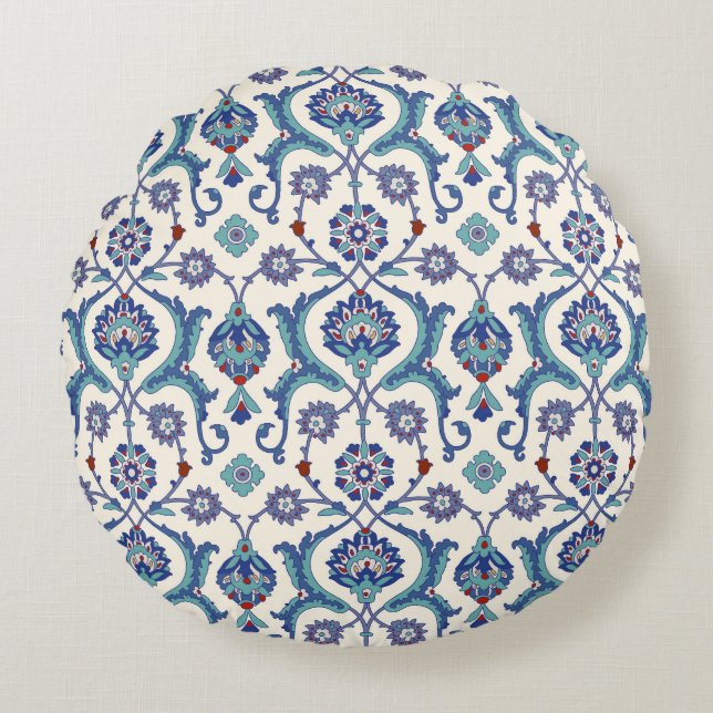 Blumendekoration: Traditionelles arabisches Muster Rundes Kissen (Vorderseite)