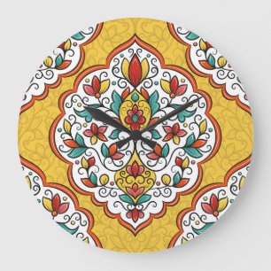 Blumendekoration: Türkische indische Motive. Große Wanduhr