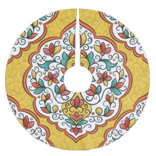 Blumendekoration: Türkische indische Motive. Polyester Weihnachtsbaumdecke