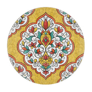 Blumendekoration: Türkische indische Motive. Schneidebrett