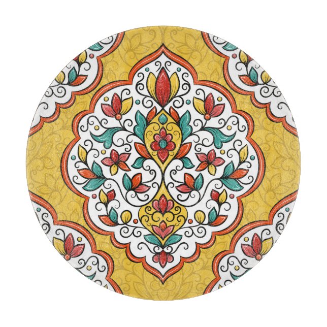 Blumendekoration: Türkische indische Motive. Schneidebrett (Vorderseite)