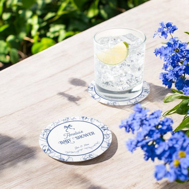 Blumendekoration Vintag Classic Babydusche Runder Pappuntersetzer (Von Creator hochgeladen)