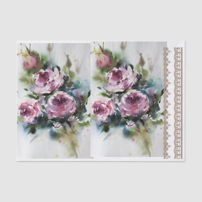 Blumendekoutenpapier mit Spitzen-Grenzen Seidenpapier (Vorderseite)