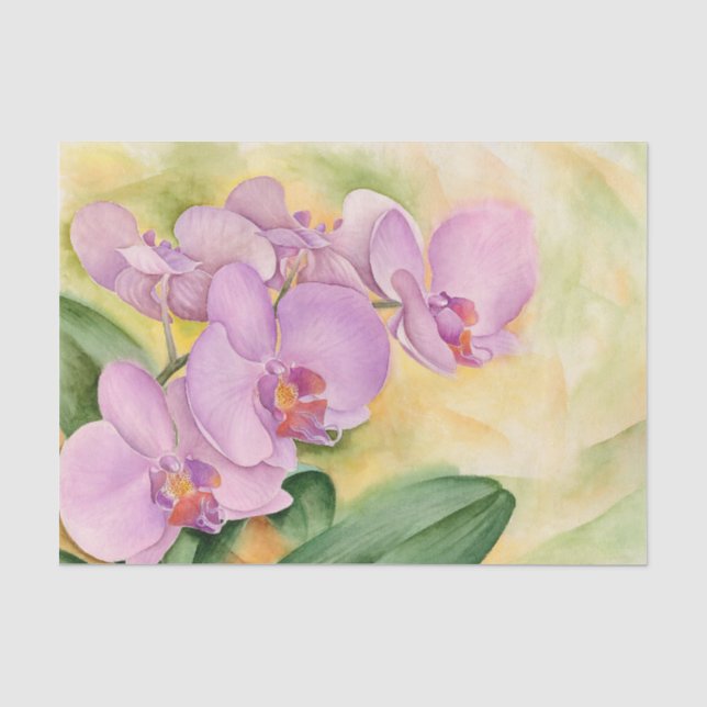Blumendekutane Orchideen Rosa Wasserfarbe Seidenpapier (Vorderseite)