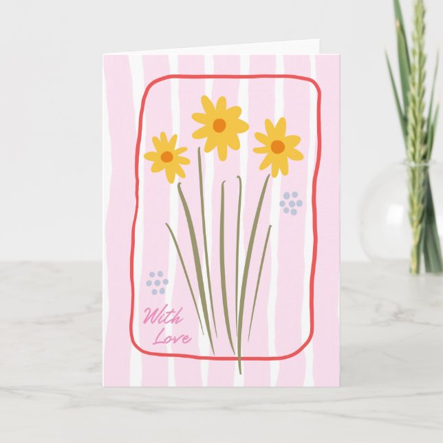 Blumendenken Sie rosa Bonbons trockenes Gewand Karte (Vorderseite)