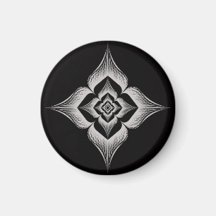 Blumendesign auf schwarzem Hintergrund rundes Magn Magnet