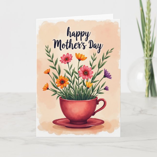 Blumendesign auf Teetasse Karte (Vorderseite)