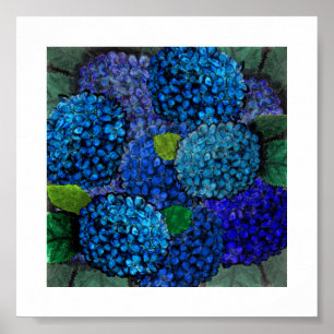 Blumendesign, Blue Hydrangea Print Poster