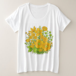 Blumendesign-Druckkunst  Große Größe T-Shirt