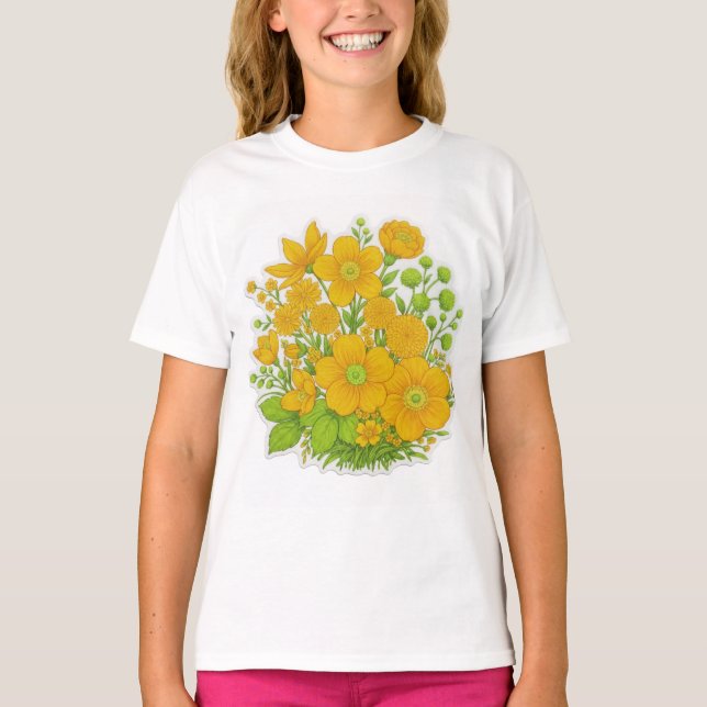 Blumendesign-Druckkunst  T-Shirt (Vorderseite)