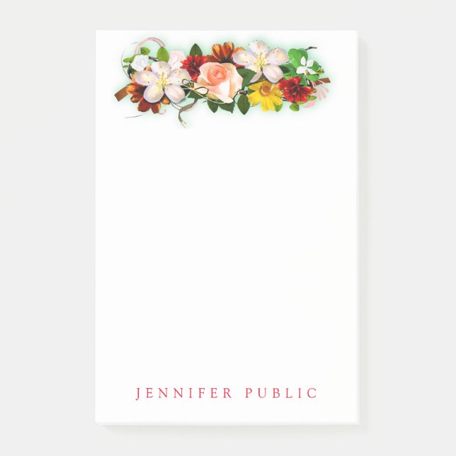 Blumendesign Farbenfrohe Blume Bouquet Post-it Klebezettel (Vorderseite)
