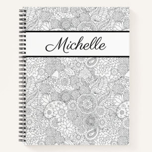 Blumendesign Farbseite Spiralpapier Notizbuch