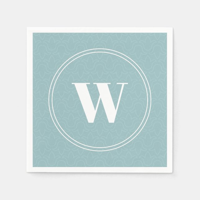 Blumendesign, hellblau, Monogramm Serviette (Vorderseite)