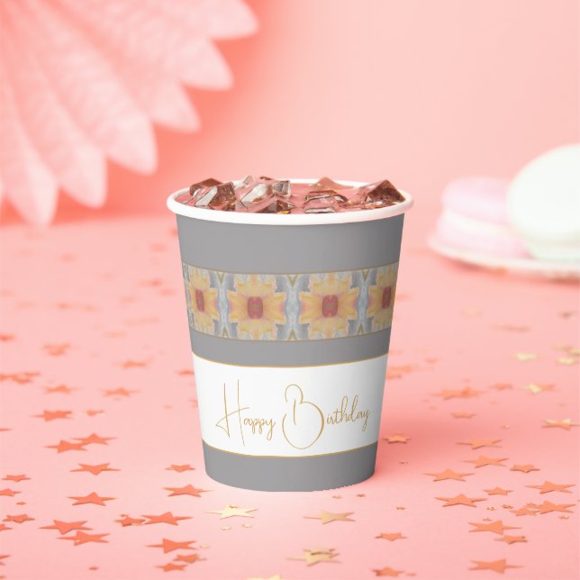 Blumendesign in Pfirsich Pappbecher (Insitu)