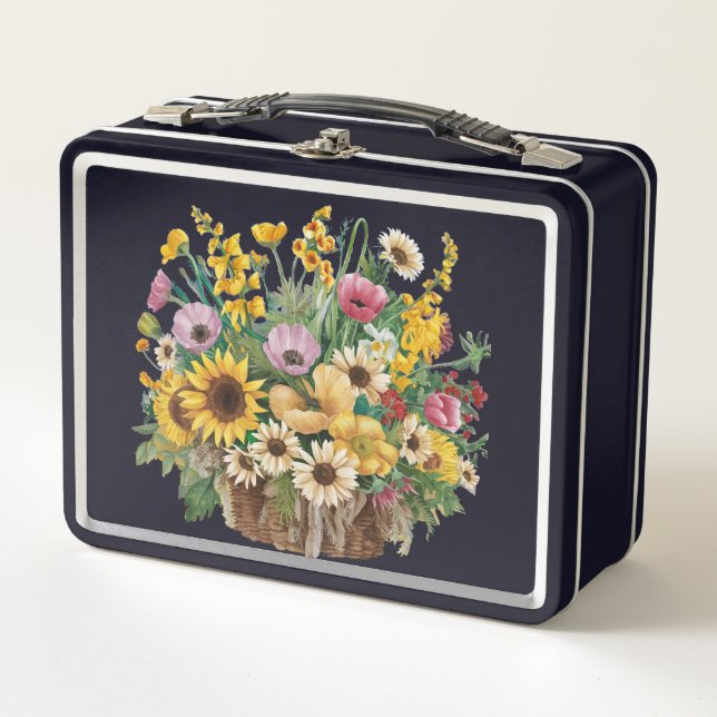 Blumendesign-Lunchbox Metall Brotdose (Vorderseite)