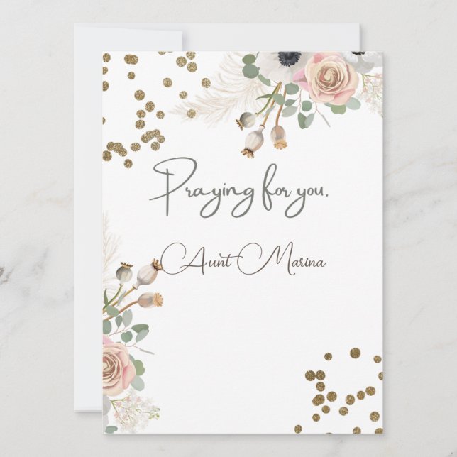 Blumendesign mit goldenen Punkten und Botschaft Karte (Vorderseite)