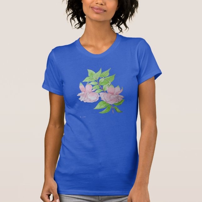 Blumendesign mit hübsch rosa Blume T-Shirt (Vorderseite)