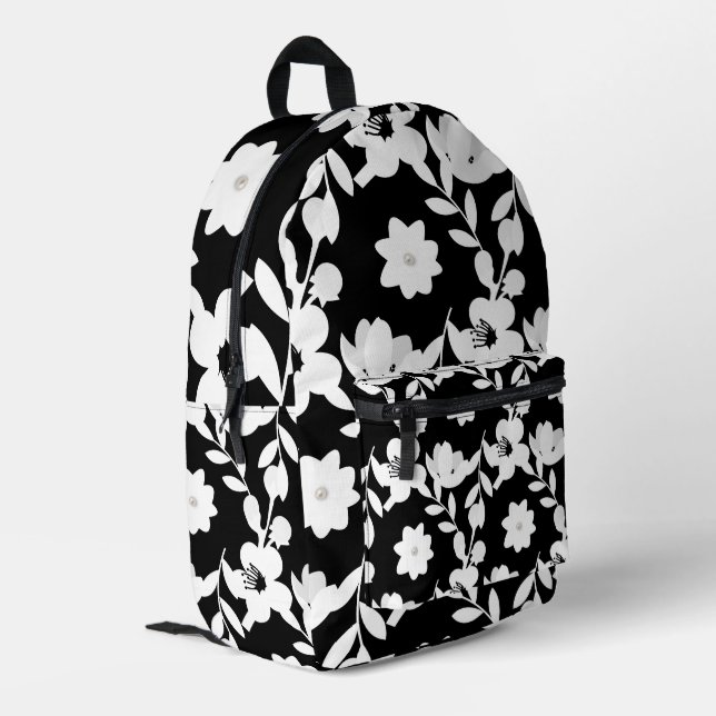 Blumendesign mit Perlen Bedruckter Rucksack (Rückseitige Ecke links)