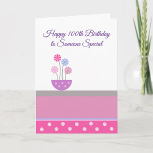 Blumendesign Personalisiert 100. Geburtstag Karte