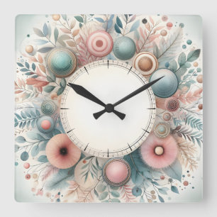 Blumendesign Quadratische Wanduhr