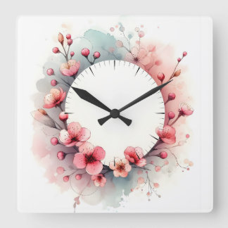 Blumendesign Quadratische Wanduhr