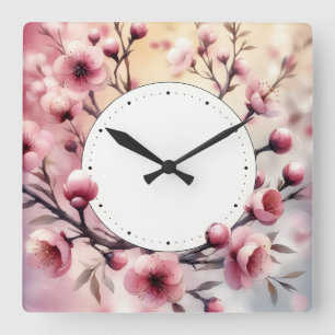 Blumendesign Quadratische Wanduhr