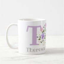 Blumendesign Tasse mit dem Namen Theresa