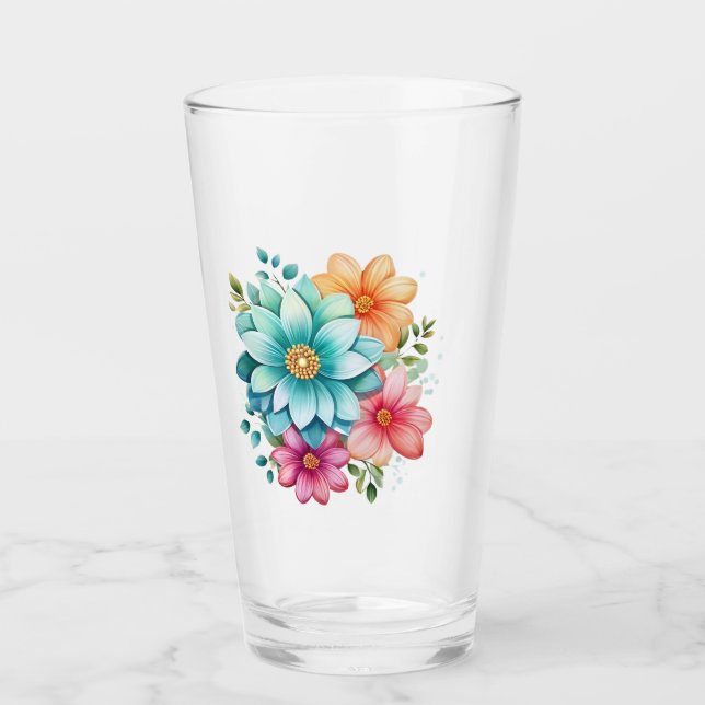 Blumendesign Trinkglas Glas (Vorderseite)