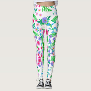 Blumendesign, viele Rose und grüne Blätter Leggings
