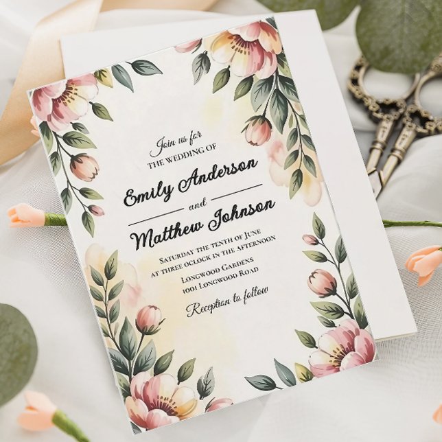 Blumendesigner für Wasserfarben zum Hochzeitsempfa Einladung (Von Creator hochgeladen)