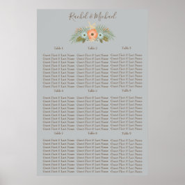 Blumendiagramm mit Blütenblättern aus blau und bra Poster