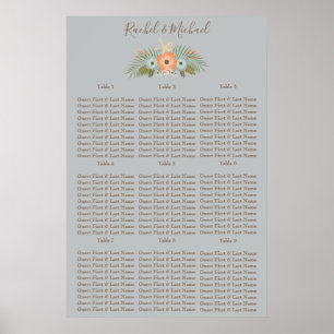 Blumendiagramm mit Blütenblättern aus blau und bra Poster