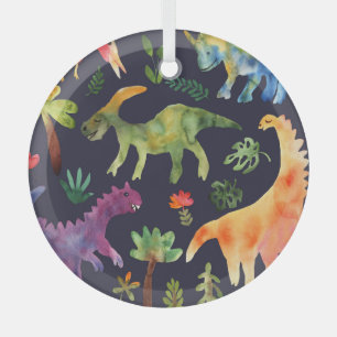 Blumendinosaurier: Design der Aquarellstoffe Ornament Aus Glas