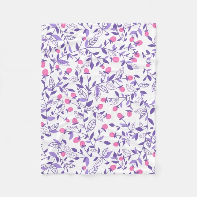 Blumendoodles, rosa und violett fleecedecke (Vorderseite)