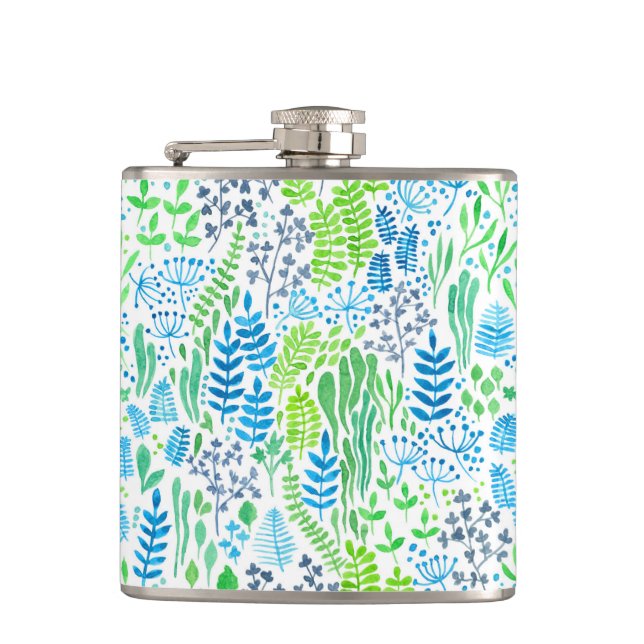 Blumendoodles, weiß flachmann (Vorderseite)