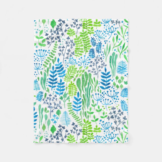 Blumendoodles, weiß fleecedecke (Vorderseite)