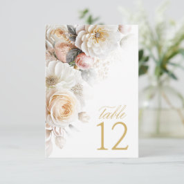 Blumendrama Hochzeit Tischnummer Weiß ID1022