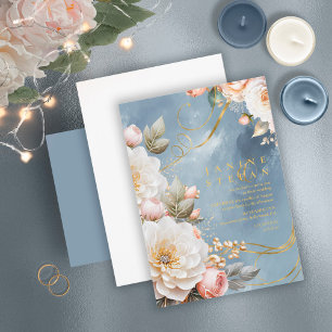Blumendrama Wedding Blue ID1022 Einladung